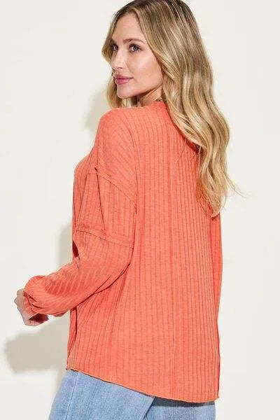 Basic Bae Full Size Ribbed Round Neck Long Sleeve T-Shirt Women's T-Shirts - Tophatter Daily Deals